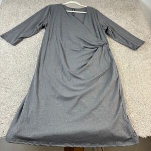 NWT 24seven Comfort Apparel Womens 2X Gray Twist Front Midi Dress‎ NWT Plus Size